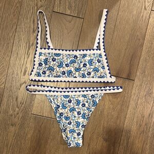 SHEIN Blue and White Floral Bikini